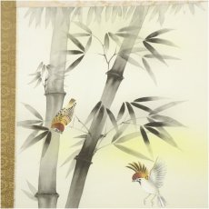 画像3: 横田玉瑛筆　竹に雀　肉筆絹本掛軸（共箱） (3)