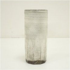 画像3: 丹波焼　二代　市野信水造　白丹波筒掛花入（共箱） (3)