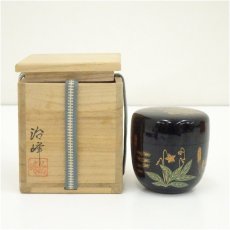 画像1: 池端治峰造　漆塗秋草蒔絵中棗（共箱） (1)