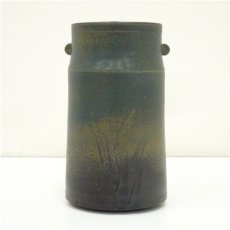画像3: 背戸窯　加藤令吉造　蒼釉刻文花入（共箱） (3)