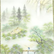 画像4: 常信筆　彩色山水　肉筆絹本掛軸（共箱） (4)