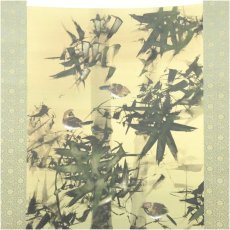 画像3: 翠渓筆　竹に雀　肉筆絹本掛軸（共箱） (3)