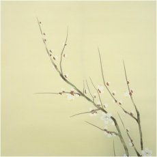 画像3: 白樹筆　四季草花　肉筆絹本掛軸（共箱） (3)