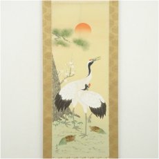 画像2: 寿峰筆　鶴亀　肉筆絹本掛軸（共箱） (2)