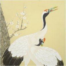 画像4: 寿峰筆　鶴亀　肉筆絹本掛軸（共箱） (4)