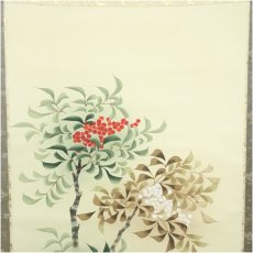 画像3: 光葉筆　紅白南天　肉筆絹本掛軸（共箱） (3)