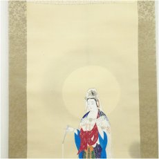 画像3: 清堂筆　聖観音　肉筆絹本掛軸（共箱） (3)