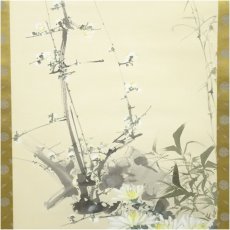 画像4: 岳水筆　四君子　肉筆絹本掛軸 (4)