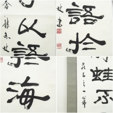 画像6: 山岸蒼龍筆　「井蛙不可以語於海」一行書　肉筆紙本掛軸 (6)