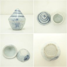 画像6: 京焼　高野昭阿弥造　染付立唄香合（共箱） (6)