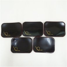 画像3: 溜塗　結び松銘々皿5客（共箱） (3)