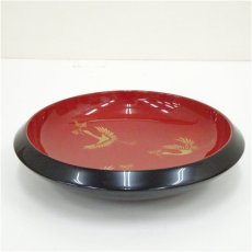 画像2: 輪島塗　漆塗松喰鶴菓子器（箱付） (2)