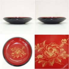 画像6: 輪島塗　漆塗牡丹菓子器（箱付） (6)