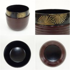 画像7: 熊谷秀穂造　溜ろくろ目　蓋裏唐松大棗（共箱） (7)