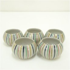 画像1: 京焼　作家物　麦藁手つぼつぼ5客 (1)