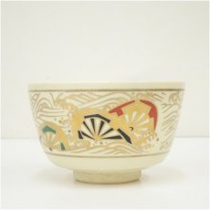 画像3: 京焼　加藤藤山造　色絵波車茶碗（箱付） (3)