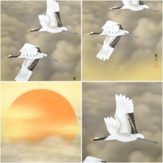 画像6: 佐藤雅美筆　飛翔　肉筆絹本掛軸（共箱） (6)