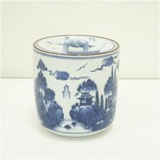画像1: 京焼　作家物　染付　水指 (1)