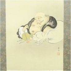 画像4: 中野京香筆　布袋　肉筆絹本掛軸（共箱） (4)