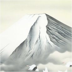 画像3: 土屋妙堂筆　富峰飛鶴　肉筆絹本掛軸（共箱） (3)