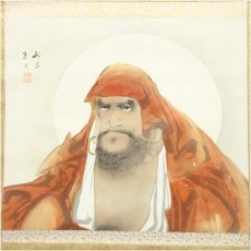 画像2: 長谷川武岳筆　達磨図　肉筆絹本掛軸（共箱） (2)