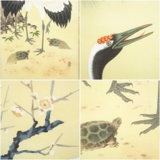 画像6: 契雪筆　松竹梅鶴亀　肉筆絹本掛軸（共箱） (6)
