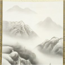 画像3: 天峰筆　水墨山水　肉筆絹本掛軸（共箱） (3)