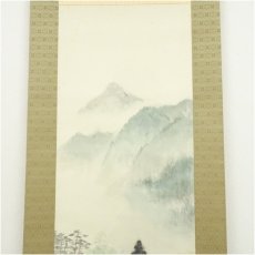 画像3: 内田幸堂筆　彩色山水　肉筆絹本掛軸（共箱） (3)