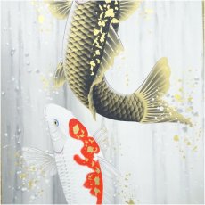 画像4: 広森耕仁筆　昇鯉　肉筆絹本掛軸 (4)
