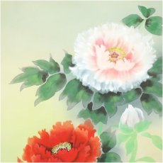 画像3: 三代桃園筆　紅白牡丹　肉筆絹本掛軸（中島清堂識箱） (3)