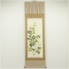 画像1: 芸元筆　鉄仙花　肉筆絹本掛軸（共箱） (1)
