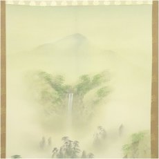 画像3: 金子春雪筆　彩色山水　肉筆絹本掛軸（共箱） (3)