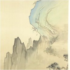 画像4: 中国　牧仲筆　谿山風雨　彩色山水　肉筆絹本掛軸 (4)