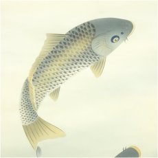 画像3: 江河筆　跳鯉　肉筆絹本掛軸 (3)