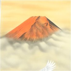 画像3: 今枝彰文筆　霊峰飛鶴　肉筆絹本掛軸（共箱） (3)