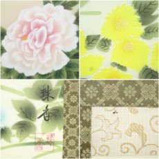 画像6: 珠香筆　四季花　肉筆絹本掛軸（共箱） (6)
