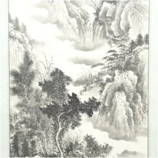 画像4: 作家物　夏山煙雨　水墨山水　肉筆紙本掛軸（保護箱） (4)