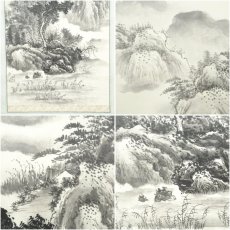 画像6: 作家物　夏山煙雨　水墨山水　肉筆紙本掛軸（保護箱） (6)