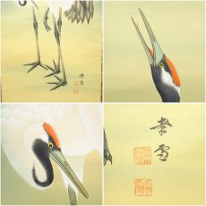 画像6: 国井幸雪筆　双鶴　肉筆絹本掛軸 (6)