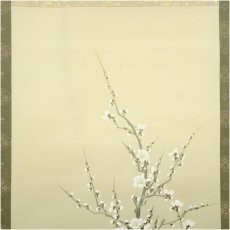 画像3: 松田石水筆　四季草花　肉筆絹本掛軸（共箱） (3)