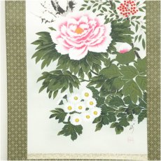 画像4: 江河筆　四季花　肉筆絹本掛軸（箱付） (4)