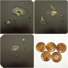 画像6: 高橋耕南造　木彫銘々盆5客（共箱） (6)