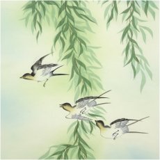 画像4: 竹林雅雪筆　飛燕　肉筆絹本掛軸（共箱） (4)
