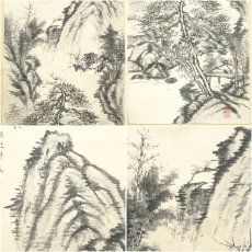 画像6: 柏香筆　水墨山水　肉筆紙本掛軸（保護箱） (6)