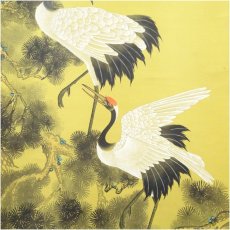 画像4: 沈鈴筆　松齢鶴寿　肉筆絹本掛軸 (4)