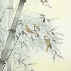 画像4: 佐々木光芳筆　竹に雀　肉筆絹本掛軸（箱付） (4)