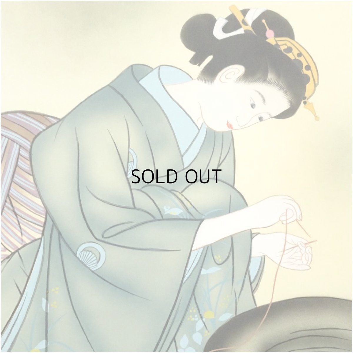 画像4: 淳筆　美人図　肉筆絹本掛軸（共箱） (4)