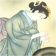 画像4: 淳筆　美人図　肉筆絹本掛軸（共箱） (4)