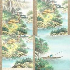 画像6: 高井一鳳筆　対沖厳封山水図　肉筆絹本掛軸（共箱） (6)