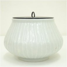 画像3: 京焼　森岡嘉祥造　白磁シノギ水指（共箱） (3)